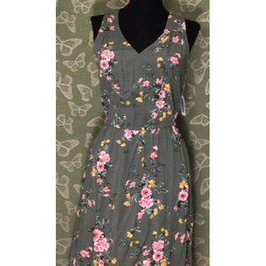 Old Navy Women's Sleeveless Floral Print Elastic Waist V-Neck Sun Dress XS